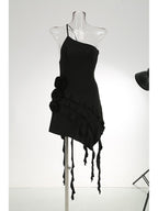 Asymmetrical Ruffle Pink Mini Dress H6001