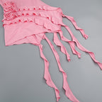 Asymmetrical Ruffle Pink Mini Dress H6001