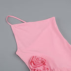 Asymmetrical Ruffle Pink Mini Dress H6001