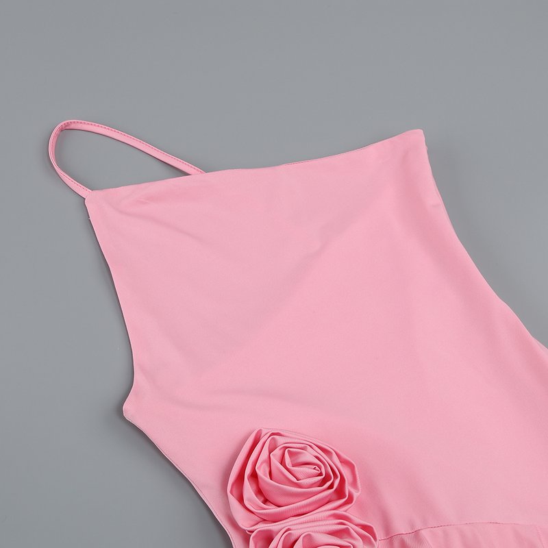Asymmetrical Ruffle Pink Mini Dress H6001