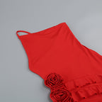Asymmetrical Ruffle Pink Mini Dress H6001