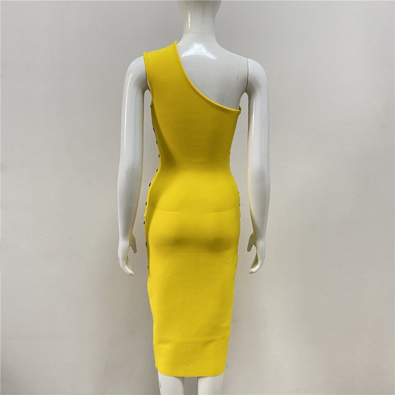Asymmetrical Stripe Bandage Midi Dress H3734