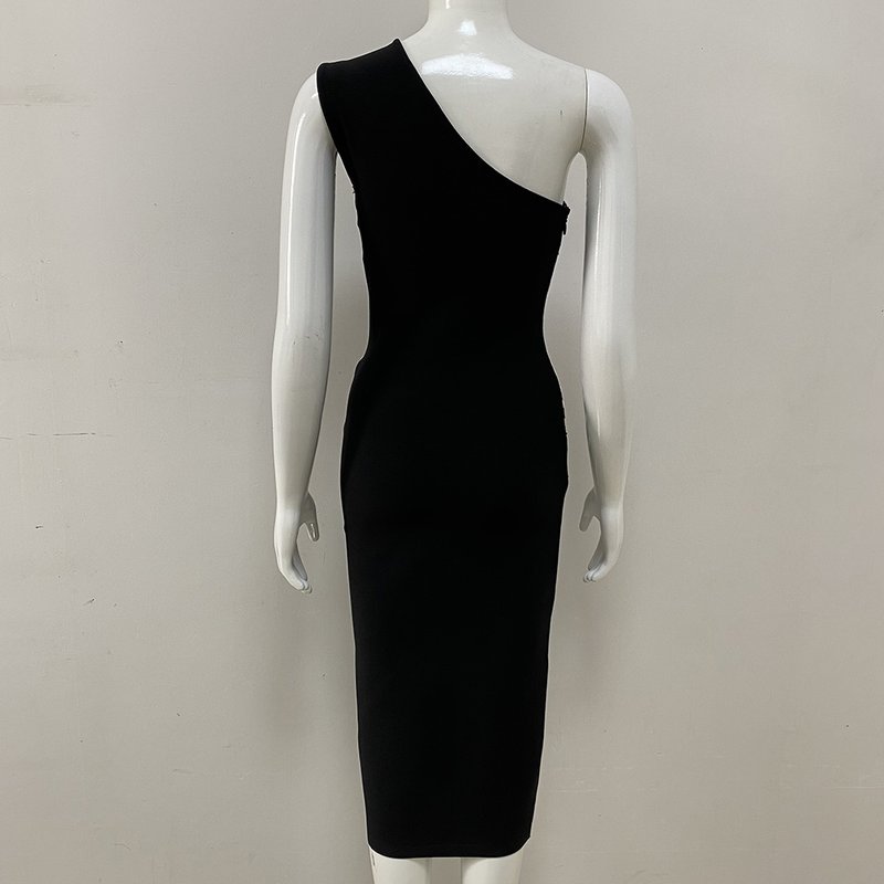 Asymmetrical Stripe Bandage Midi Dress H3734