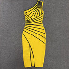 Asymmetrical Stripe Bandage Midi Dress H3734