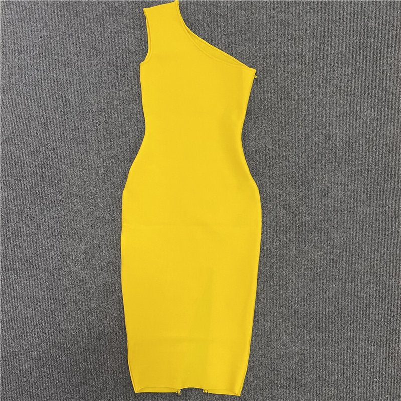 Asymmetrical Stripe Bandage Midi Dress H3734