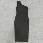 Asymmetrical Stripe Bandage Midi Dress H3734