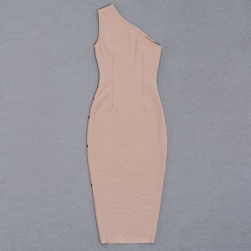 Asymmetrical Stripe Bandage Midi Dress H3734