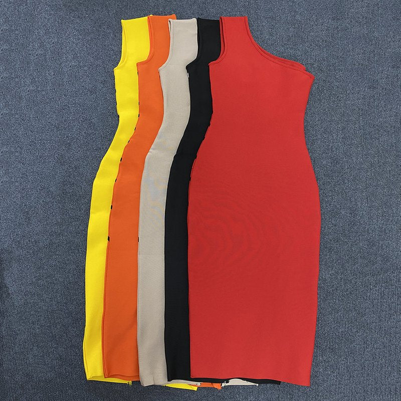 Asymmetrical Stripe Bandage Midi Dress H3734