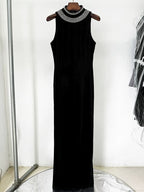 Backless Beaded Velvet Maxi Dress H6585