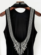 Backless Beaded Velvet Maxi Dress H6585