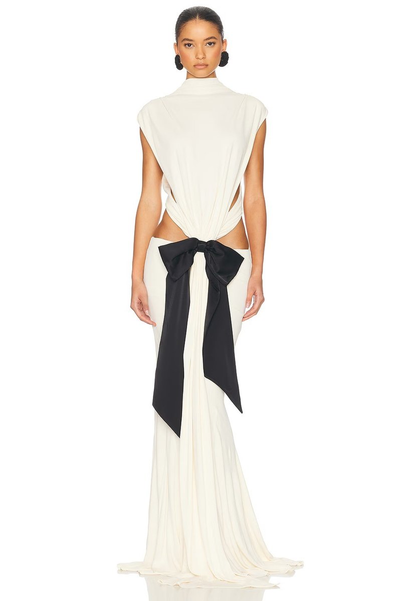 Backless Bow Detail Gown H6840
