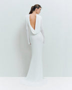 Backless Draped White Maxi Dress H7026