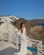 Backless Draped White Maxi Dress H7026