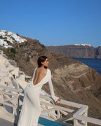 Backless Draped White Maxi Dress H7026