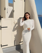 Backless Draped White Maxi Dress H7026