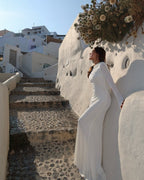 Backless Draped White Maxi Dress H7026