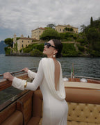Backless Draped White Maxi Dress H7026