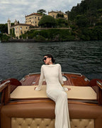 Backless Draped White Maxi Dress H7026