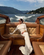 Backless Draped White Maxi Dress H7026