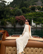 Backless Draped White Maxi Dress H7026