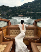 Backless Draped White Maxi Dress H7026