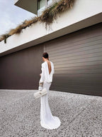 Backless Draped White Maxi Dress H7026