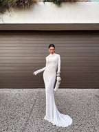 Backless Draped White Maxi Dress H7026