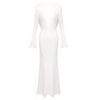 Backless Draped White Maxi Dress H7026