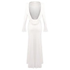 Backless Draped White Maxi Dress H7026