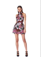 Backless Floral Embellished Mini Dress H6837