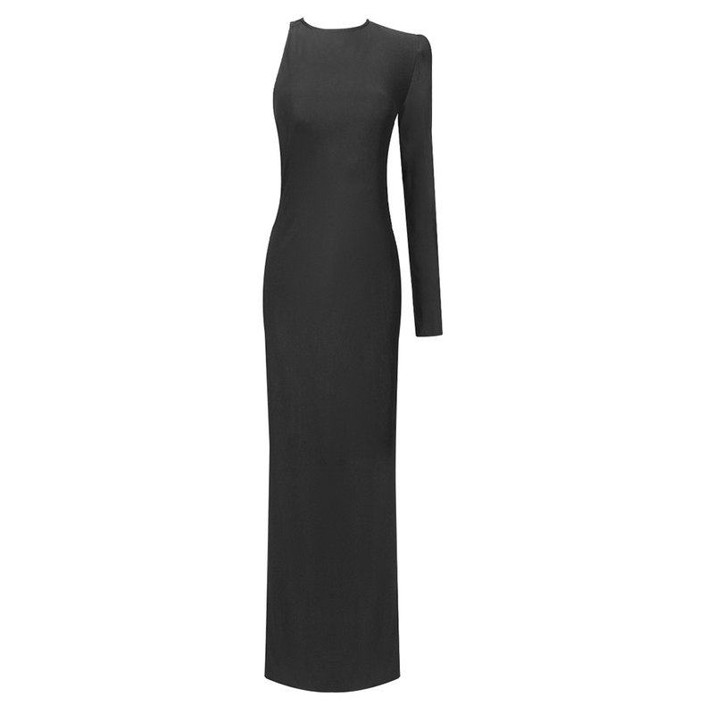 Backless Gold Trim Satin Gown H6283