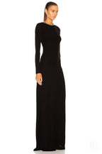 Backless Lace-Up Long Sleeve Maxi Dress H4157
