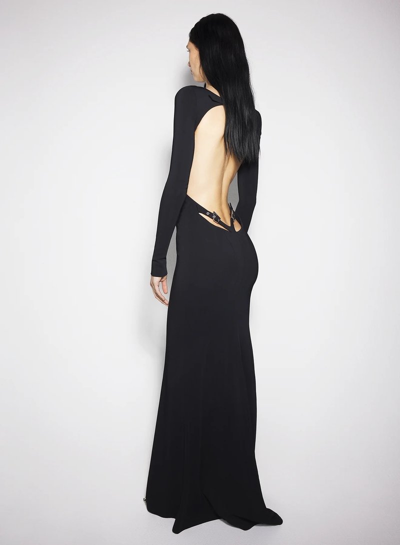 Backless Long Sleeve Maxi Dress H6786