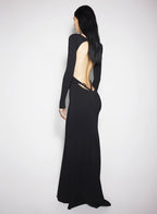 Backless Long Sleeve Maxi Dress H6786