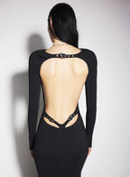 Backless Long Sleeve Maxi Dress H6786