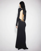 Backless Long Sleeve Maxi Dress H6786