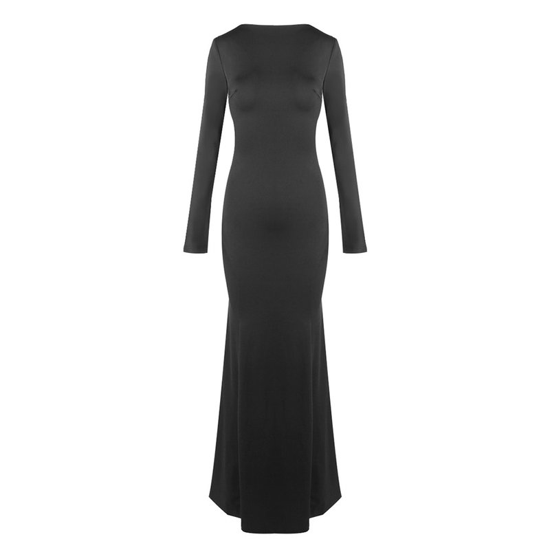 Backless Long Sleeve Maxi Dress H6786