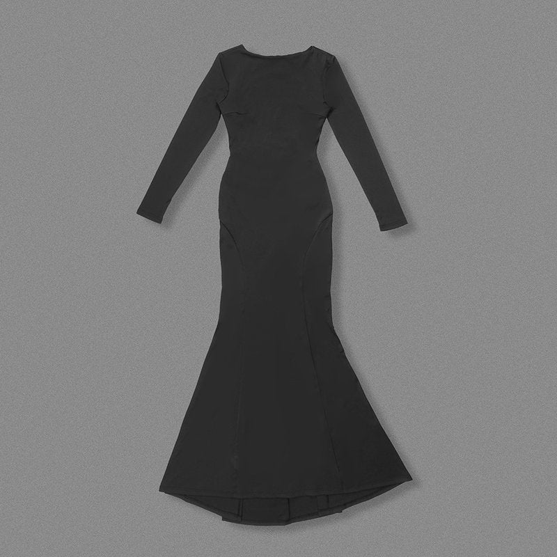 Backless Long Sleeve Maxi Dress H6786