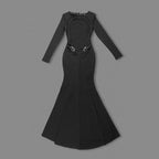 Backless Long Sleeve Maxi Dress H6786