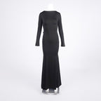 Backless Long Sleeve Maxi Dress H6786