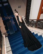 Backless Long Sleeve Velvet Gown H7018