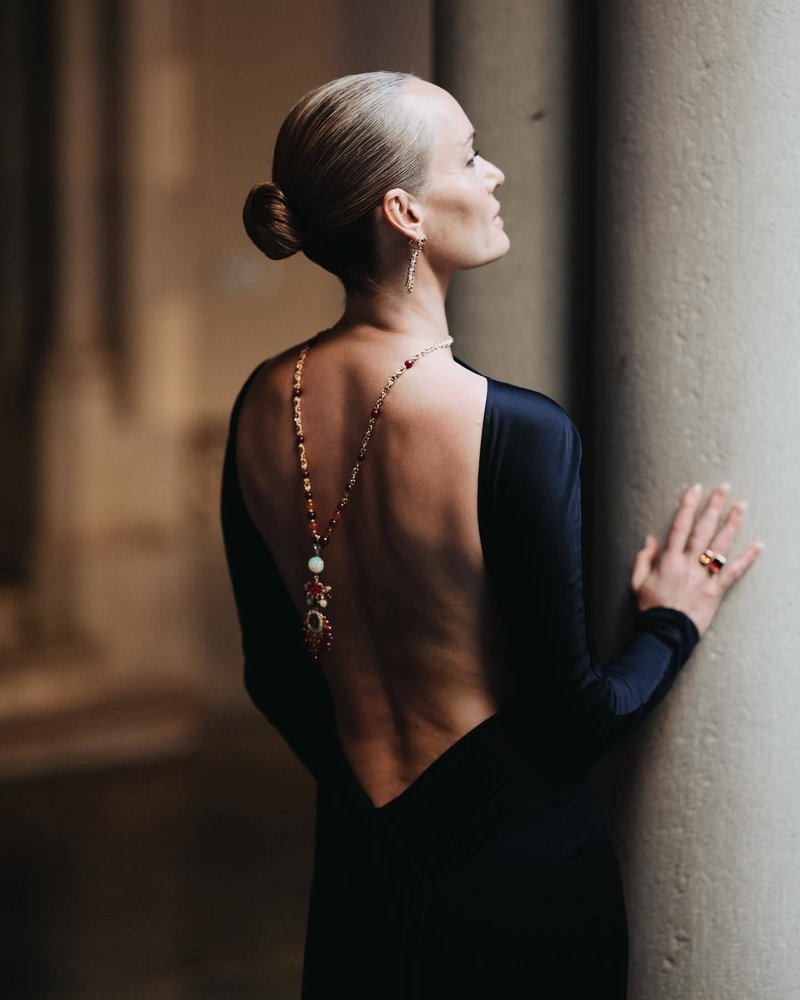 Backless Long Sleeve Velvet Gown H7018