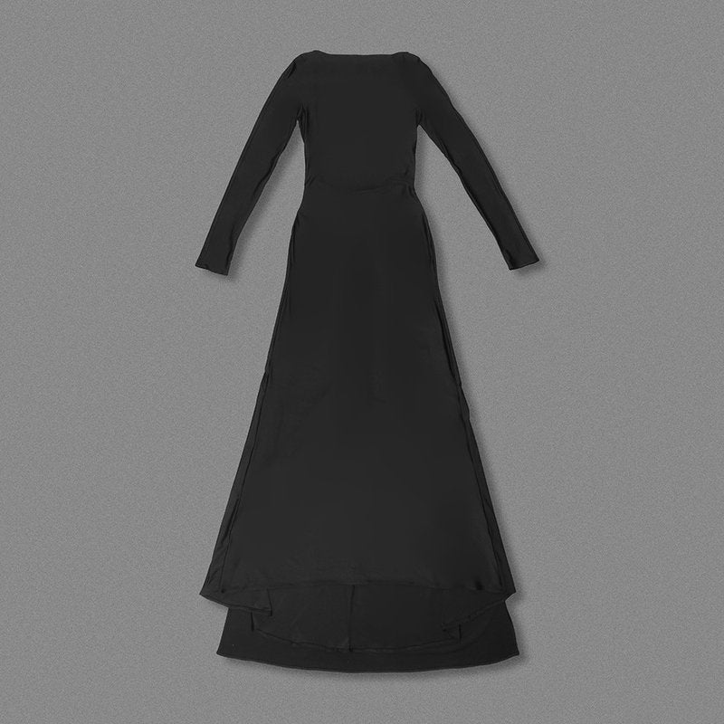 Backless Long Sleeve Velvet Gown H7018