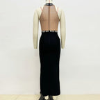 Beaded Halter High Slit Maxi Dress H6448