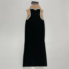 Beaded Halter High Slit Maxi Dress H6448