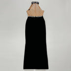 Beaded Halter High Slit Maxi Dress H6448