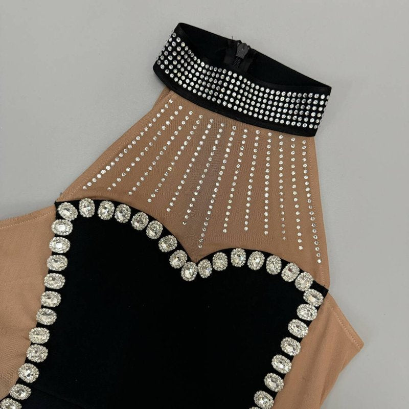 Beaded Halter High Slit Maxi Dress H6448