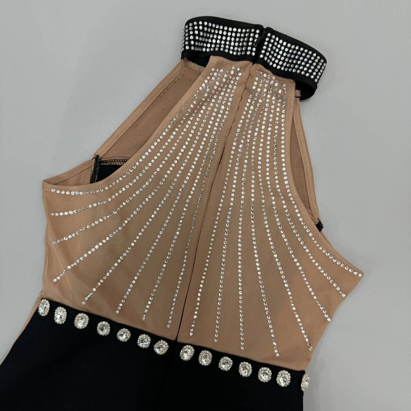 Beaded Halter High Slit Maxi Dress H6448