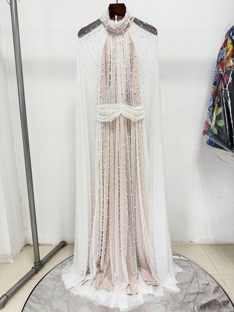 Beaded High Neck Sheer Wedding Gown H6730