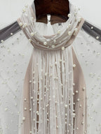 Beaded High Neck Sheer Wedding Gown H6730